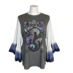 Upcycled Imagination Tee with Dip-Dye Sleeves